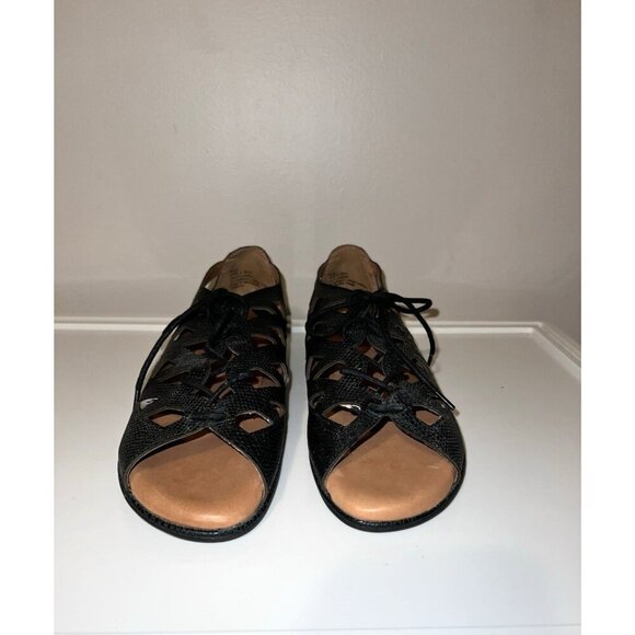 GENTLE SOULS by Kenneth Cole Betsi Flat Lace-up Sandal Sandal Black Sz 9M - Picture 5 of 13